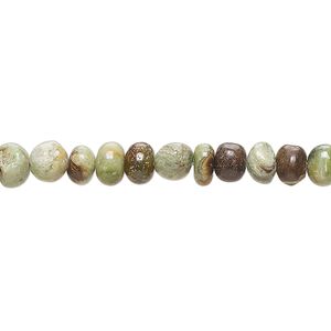 Chrysoprase 1pkg1, hand-cut round bead natural 14 inch 4-5mm / 5x3mm-6x5mm