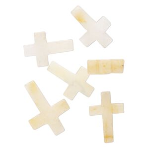 Peach quartz 1pkg6, half-drilled cross drop natural 21x14mm-25x18mm