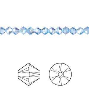 Bead 48pk light sapphire AB, Crystal Passions® 4mm bicone 5328