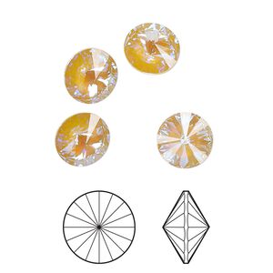 Chaton 4pk crystal ochre DeLite, Crystal Passions® 14mm rivoli 1122