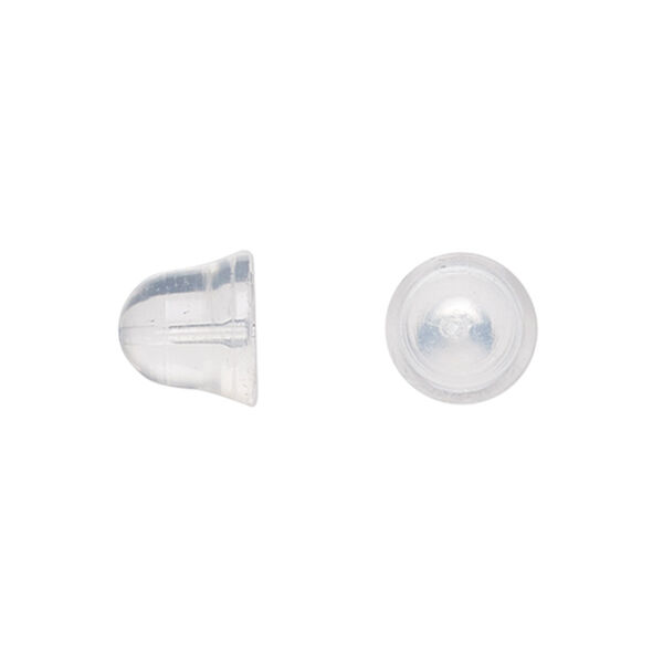 Earnut, silicone, clear, 5x4.5mm bell. Sold per pkg of 4 pairs. image number 0