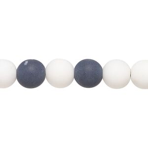 Bead, porcelain, opaque matte black and white, 8mm round. Sold per 8-inch strand, approximately 20 to 25 beads.