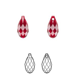 Briolette 24pk Siam, Crystal Passions® 13x6.5mm pendant drop 6010