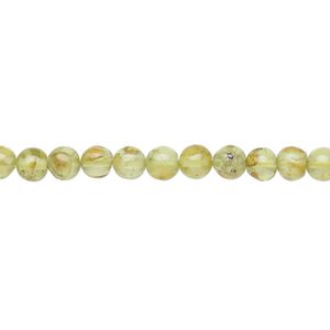 Peridot 1pkg1, hand-cut round bead natural 14 inch 4-5mm