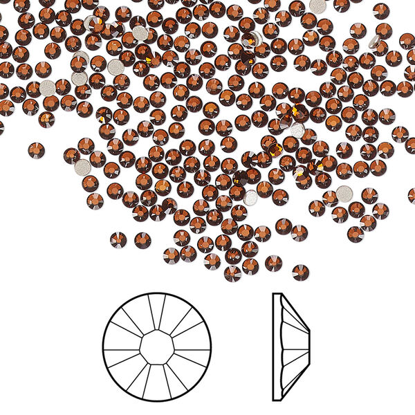 Flat back 144pk smoked amber foil back, Crystal Passions® 1.7-1.9mm rose round SS5 2058 image number 0