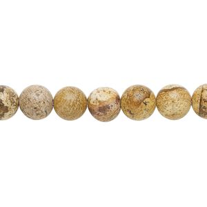 Picture jasper 1pkg1, round bead natural 15.5-16 inch 8mm