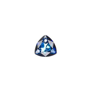 Drop 1pk crystal Bermuda blue P, Crystal Passions® 10.5mm pendant trilliant cut 6434