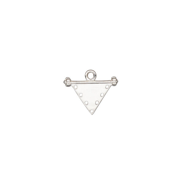Drop, sterling silver, pkg/1, 13x8.5mm single-sided triangle, 7 loops. image number 0