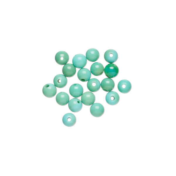 Bead, blue-green Sleeping Beauty turquoise (natural), 3mm round, C grade, Mohs hardness 5-6. Sold per pkg of 20. image number 0