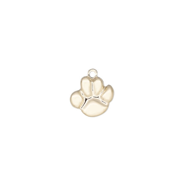 Charm, 14Kt gold-filled, 11x10mm single-sided dog paw. Sold individually. image number 0