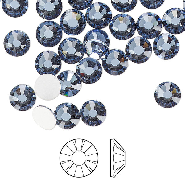 Flat back 24pk denim blue foil back, Preciosa MAXIMA Czech crystal rhinestone 6.3-6.5mm chaton rose round SS30 image number 0