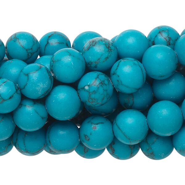 Bead, "turquoise" (resin) (imitation), 8mm round. Sold per pkg of (10) 15-1/2" to 16" strands. image number 0