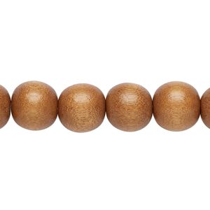 Bead 1pkg1, Taiwanese cheesewood (dyed / waxed), light brown, 9-10 round, 15-1/2 to 16 inches.