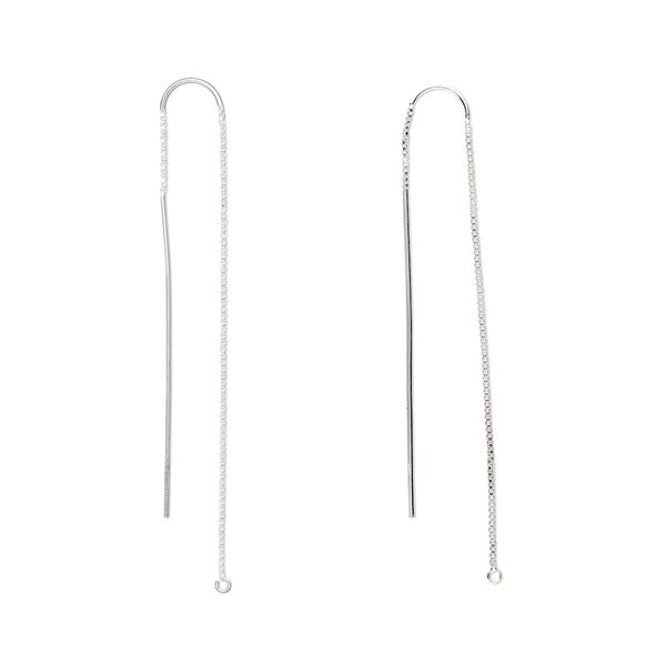 Ear thread 1pkg2 sterling silver, 5.75 inch box chain / open loop, 1 pair image number 0