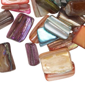 Mother-of-pearl shell 1pkg2oz, stick bead, mix mixed colors 10x5mm-16x12mm