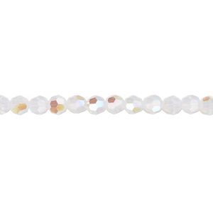 Bead 12pk white opal shimmer, Crystal Passions® 4mm round 5000