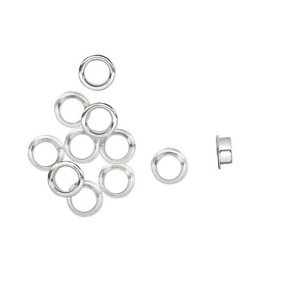 Grommet, glue-in, sterling silver, 4x2mm round, 3.5mm inside diameter. Sold per pkg of 10. image number 0