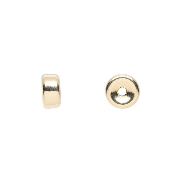 Bead, 14Kt gold-filled, 8x4mm smooth rondelle. Sold per pkg of 10. image number 0