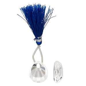 Quartz crystal 1pkg1, matte hand-cut top-drilled 1-sided peacock feather faceted teardrop bead natural 19x16mm