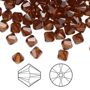 Bead 144pk light amber, Crystal Passions® 6mm bicone 5328