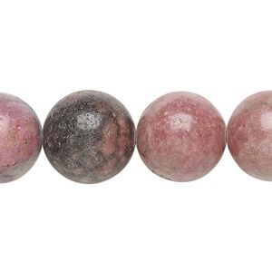 Rhodonite 1pkg1, round bead natural 15 inch 15-16mm