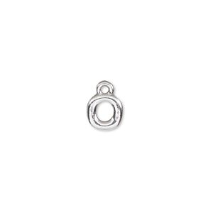 Charm, silver-finished "pewter" (zinc-based alloy), 7.5x7.5mm alphabet letter O. Sold per pkg of 2.