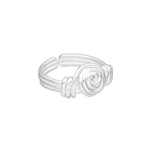 Ring, silver-plated copper, 10mm wide with swirl design, adjustable. Sold individually.