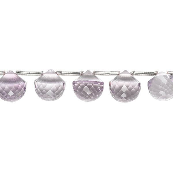 Lavender amethyst 1pkg5, hand-cut top-drilled faceted teardrop bead natural 7x7mm-8x8mm image number 0