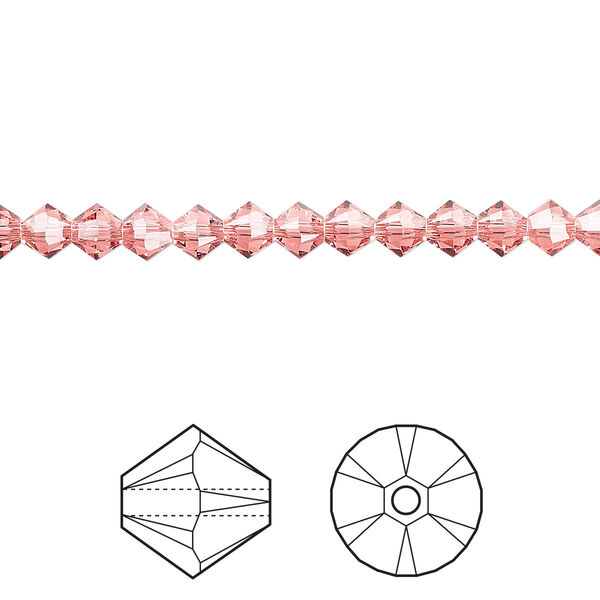 Bead 48pk rose peach, Crystal Passions® 4mm bicone 5328 image number 0