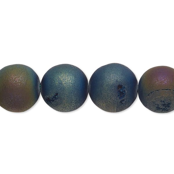 Druzy agate 1pkg1, electroplated rainbow matte round bead 8 inch 12mm image number 0