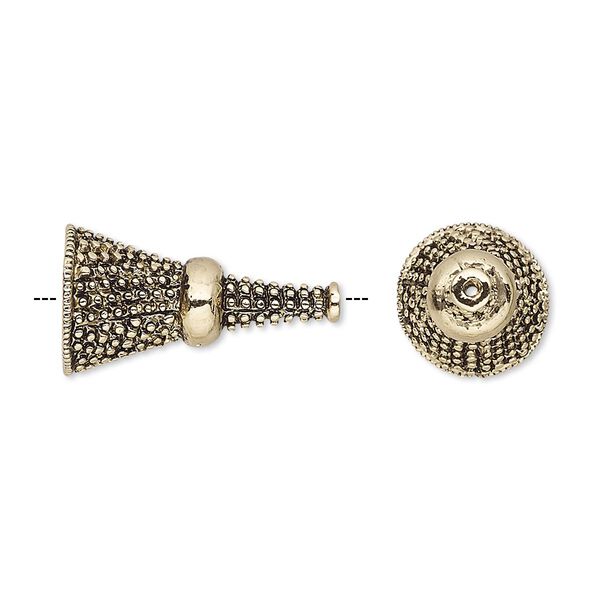 Cone, antique gold-finished bronze, 21x11.5mm textured, 8.5mm inside diameter. Sold individually. image number 0