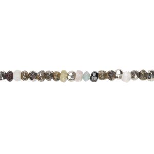 Multi-gemstone 1pkg1, hand-cut faceted rondelle bead 12 inch 3x1mm-4x2mm