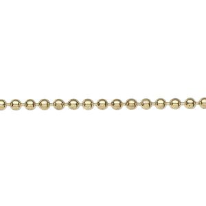 Chain 1pkg1 ball, 2.4mm, brass-finished steel 50 foot unfinished