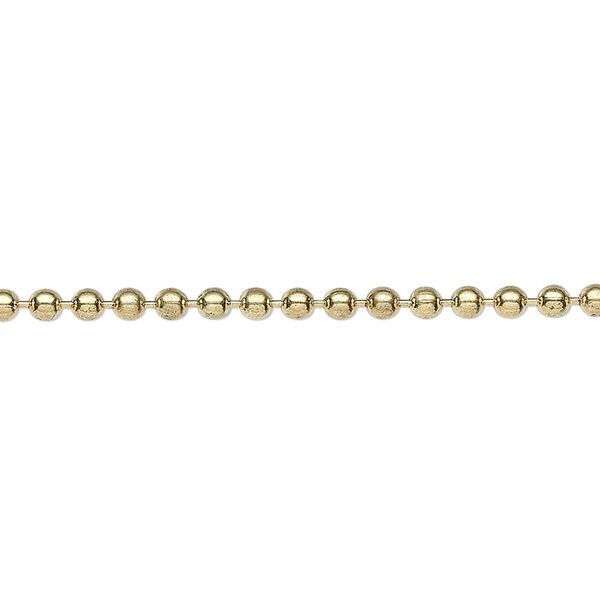 Chain, brass-finished steel, 2.4mm ball. Sold per 50-foot spool. image number 0