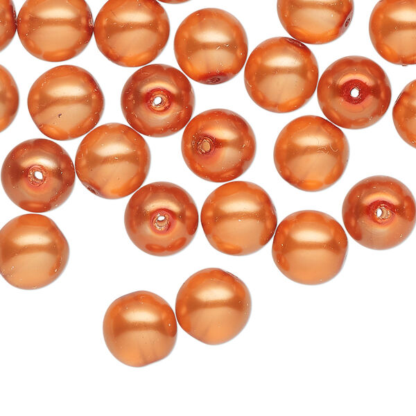 Czech glass 1pkg60, round druk bead pearl-coated copper 8mm image number 0
