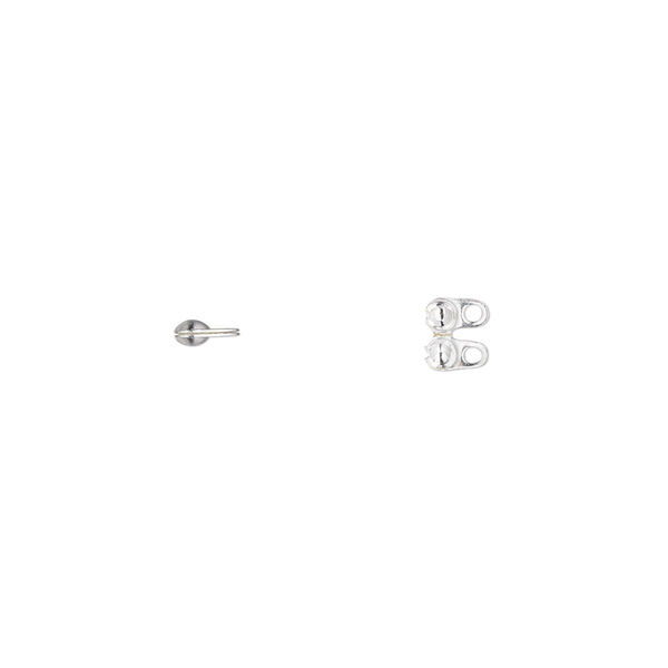 Bead tip, silver-plated brass, 4x2.5mm side clamp-on with closed loop. Sold per pkg of 100. image number 0