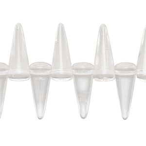 Bead 1pk transparent clear Preciosa Czech pressed glass 17.5x7mm center-drilled spike 6 inch