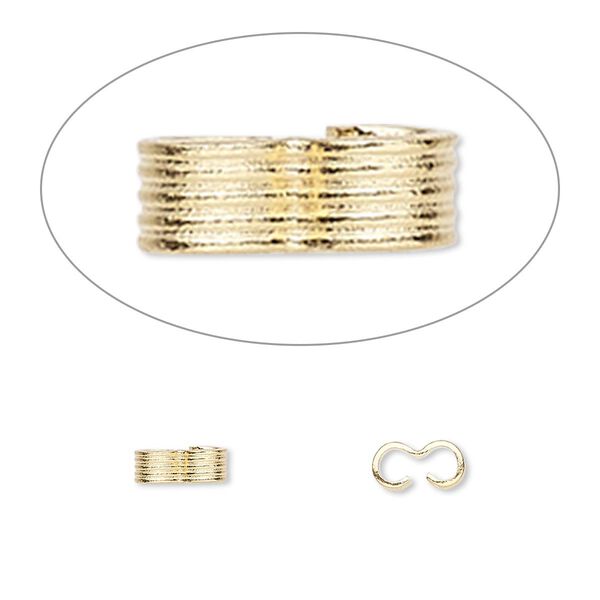 Link, gold-plated brass, 6.5x2.5mm with lined pattern. Sold per pkg of 50. image number 0