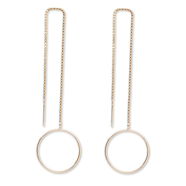 Ear thread, 14Kt gold-filled, 4-1/2 inch chain with 19.5mm hoop. Sold per pair. image number 0