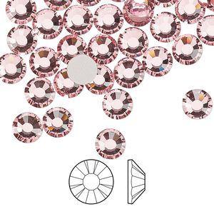 Flat back 288pk light rose foil back, Preciosa MAXIMA Czech crystal rhinestone 6.3-6.5mm chaton rose round SS30