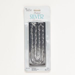 Chain, silver-finished brass, 3mm twisted oval, 18 inches with springring clasp. Sold individually.