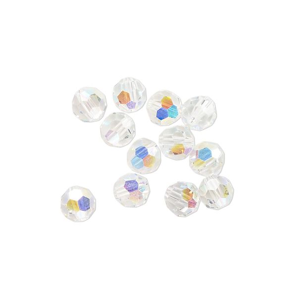 Bead 12pk crystal AB, vintage Preciosa Czech crystal 5mm round image number 0