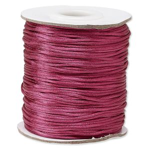 Cord, Satinique™, satin, dark rose, 1mm mini. Sold per 200-foot spool.