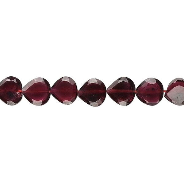 Bead, garnet (dyed), 6x6mm hand-cut faceted flat teardrop, B grade, Mohs hardness 7 to 7-1/2. Sold per 15-1/2" to 16" strand. image number 0