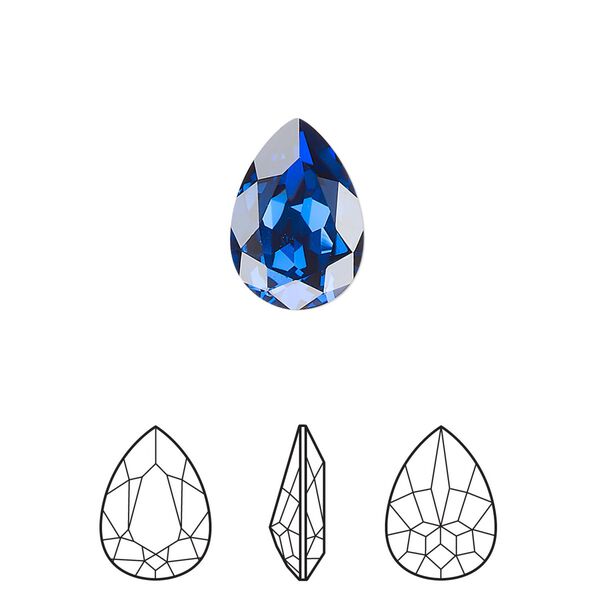 Fancy stone 1pk dark sapphire foil back, Crystal Passions® Regenerated 14x10mm pear 4320 image number 0