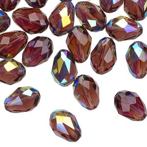 Bead Celestial Crystal® 1pkg40, 11X7.5mm-12X8mm teardrop / 66 facets, translucent amethyst purple AB