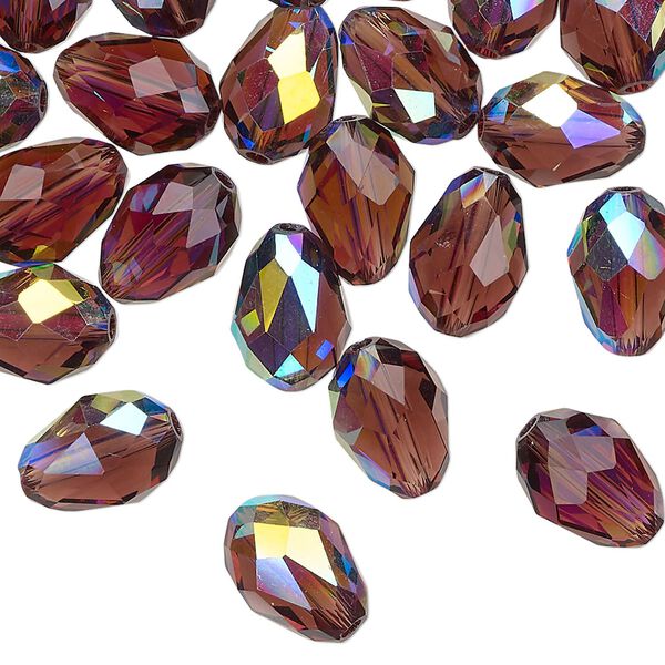 Bead Celestial Crystal® 1pkg40, 11X7.5mm-12X8mm teardrop / 66 facets, translucent amethyst purple AB image number 0