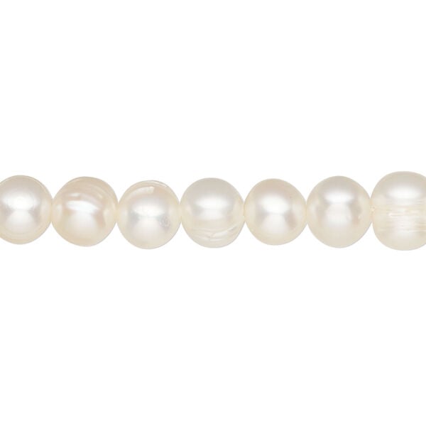 Pearl 1pkg1 freshwater, semi-round / potato, 15 inch white 6-8mm cultured image number 0