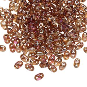 Seed bead, Preciosa Twin™ Czech glass, pkg/250g, 5x2.5mm oval, transparent Venus clear, (20202).