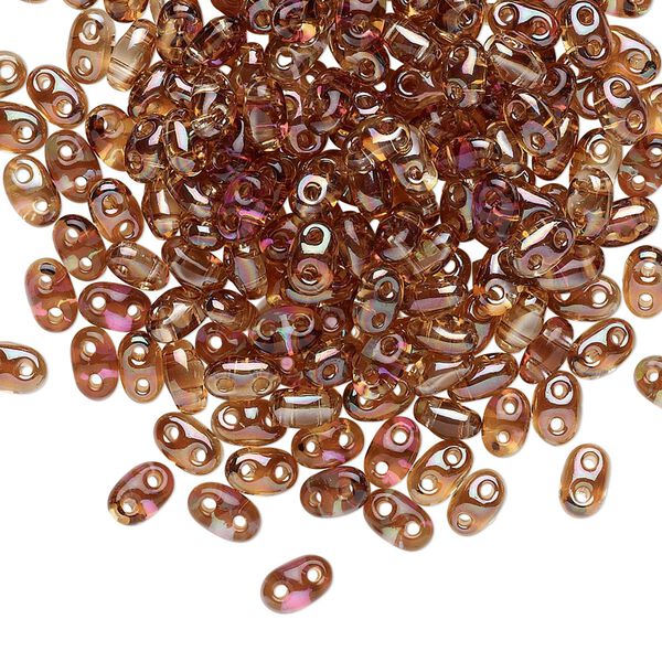 Seed bead, Preciosa Twin™ Czech glass, pkg/250g, 5x2.5mm oval, transparent Venus clear, (20202). image number 0